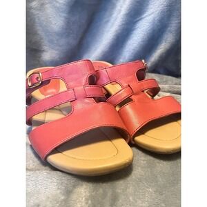 Clarks Collection Leather Sandals Women's Size 12 Pink Block Heel Comfort Fit EU